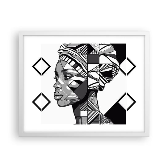 Obraz - Plakat - Portret etniczny - 50x40cm - Portret Afroamerykanka Turban - Foto Plakaty w ramie koloru białego do Salonu Sypialni ARTTOR ARTTOR