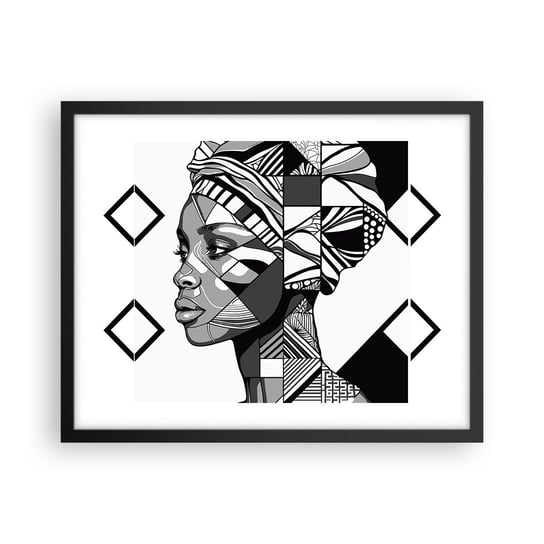 Obraz - Plakat - Portret etniczny - 50x40cm - Portret Afroamerykanka Turban - Foto Plakaty w ramie koloru czarnego do Salonu Sypialni ARTTOR ARTTOR