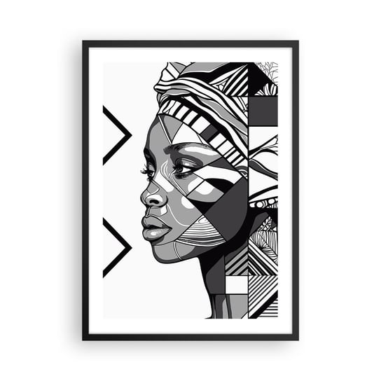 Obraz - Plakat - Portret etniczny - 50x70cm - Portret Afroamerykanka Turban - Nowoczesny modny obraz Plakat czarna rama ARTTOR ARTTOR