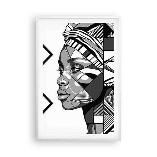 Obraz - Plakat - Portret etniczny - 61x91cm - Portret Afroamerykanka Turban - Foto Plakaty na ścianę w ramie białej - Plakat do Salonu Sypialni ARTTOR ARTTOR