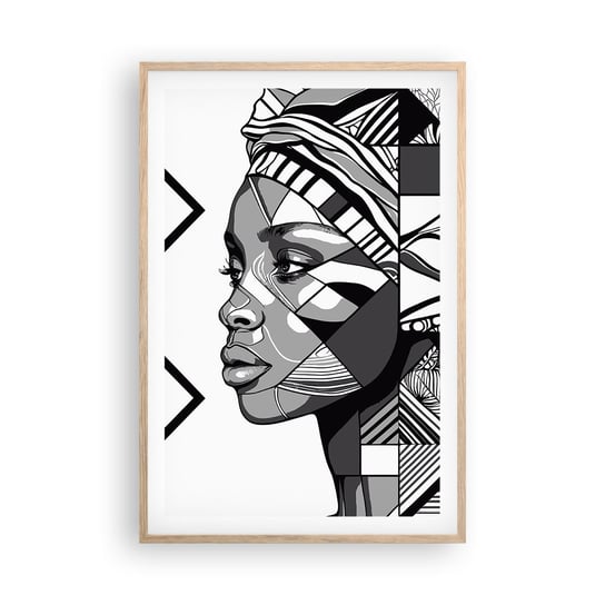 Obraz - Plakat - Portret etniczny - 61x91cm - Portret Afroamerykanka Turban - Foto Plakaty na ścianę w ramie jasny dąb - Plakat do Salonu Sypialni ARTTOR ARTTOR