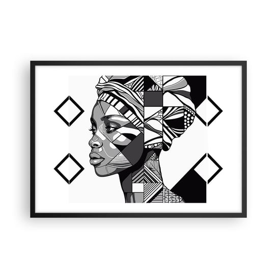 Obraz - Plakat - Portret etniczny - 70x50cm - Portret Afroamerykanka Turban - Nowoczesny modny obraz Plakat czarna rama ARTTOR ARTTOR