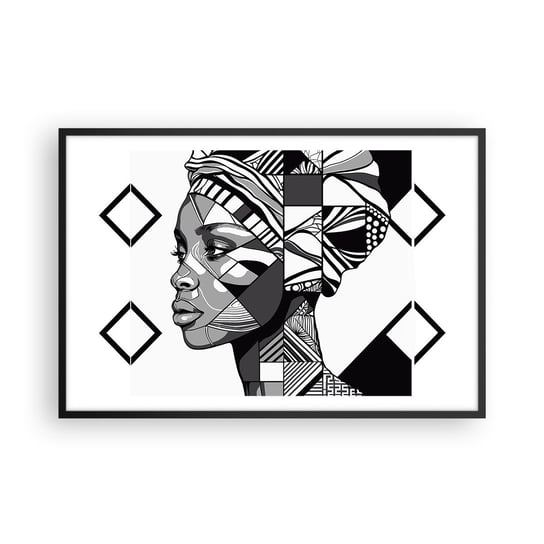 Obraz - Plakat - Portret etniczny - 91x61cm - Portret Afroamerykanka Turban - Foto Plakaty na ścianę w czarnej ramie - Plakat do Salonu Sypialni ARTTOR ARTTOR