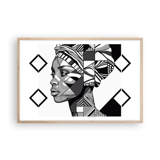 Obraz - Plakat - Portret etniczny - 91x61cm - Portret Afroamerykanka Turban - Foto Plakaty na ścianę w ramie jasny dąb - Plakat do Salonu Sypialni ARTTOR ARTTOR