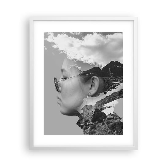 Obraz - Plakat - Portret górny i chmurny - 40x50cm - Abstrakcja Głowa Kobiety Fantasy - Foto Plakaty w ramie koloru białego do Salonu Sypialni ARTTOR ARTTOR