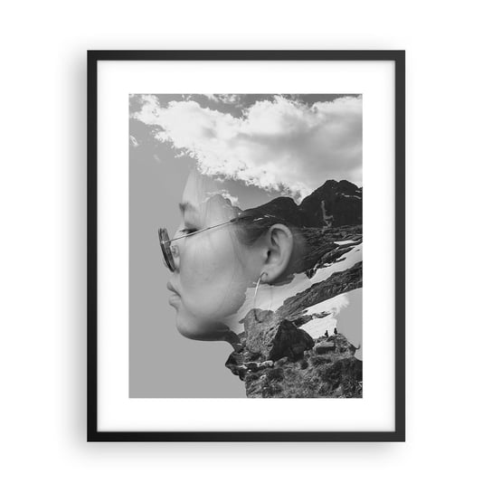 Obraz - Plakat - Portret górny i chmurny - 40x50cm - Abstrakcja Głowa Kobiety Fantasy - Foto Plakaty w ramie koloru czarnego do Salonu Sypialni ARTTOR ARTTOR