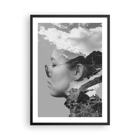 Obraz - Plakat - Portret górny i chmurny - 50x70cm - Abstrakcja Głowa Kobiety Fantasy - Nowoczesny modny obraz Plakat czarna rama ARTTOR ARTTOR