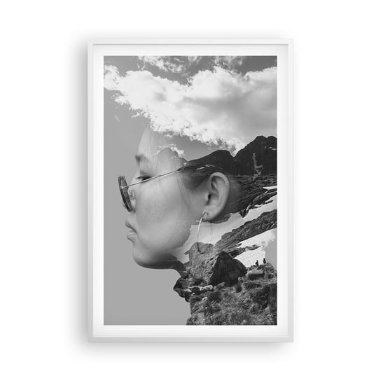 Obraz - Plakat - Portret górny i chmurny - 61x91cm - Abstrakcja Głowa Kobiety Fantasy - Foto Plakaty na ścianę w ramie białej - Plakat do Salonu Sypialni ARTTOR ARTTOR