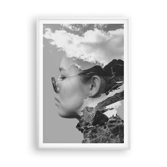 Obraz - Plakat - Portret górny i chmurny - 70x100cm - Abstrakcja Głowa Kobiety Fantasy - Foto Plakaty w ramie koloru białego do Salonu Sypialni ARTTOR ARTTOR