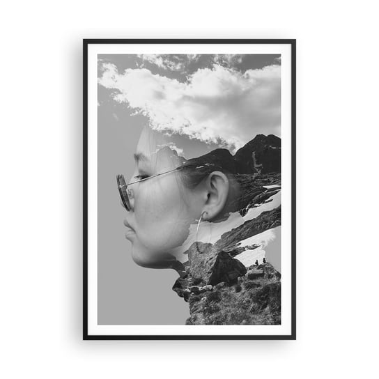 Obraz - Plakat - Portret górny i chmurny - 70x100cm - Abstrakcja Głowa Kobiety Fantasy - Foto Plakaty w ramie koloru czarnego do Salonu Sypialni ARTTOR ARTTOR