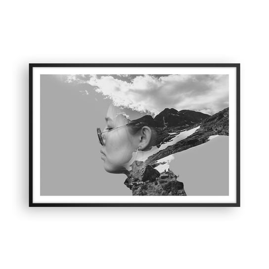 Obraz - Plakat - Portret górny i chmurny - 91x61cm - Abstrakcja Głowa Kobiety Fantasy - Foto Plakaty na ścianę w czarnej ramie - Plakat do Salonu Sypialni ARTTOR ARTTOR