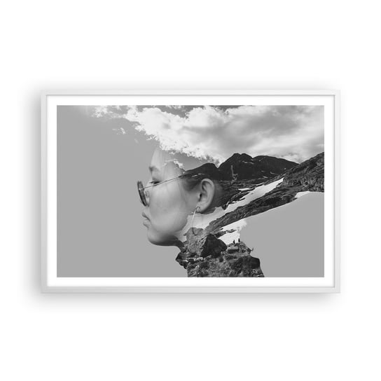 Obraz - Plakat - Portret górny i chmurny - 91x61cm - Abstrakcja Głowa Kobiety Fantasy - Foto Plakaty na ścianę w ramie białej - Plakat do Salonu Sypialni ARTTOR ARTTOR