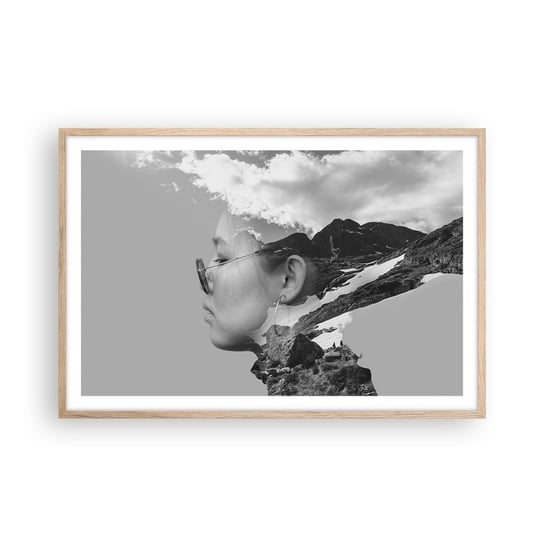 Obraz - Plakat - Portret górny i chmurny - 91x61cm - Abstrakcja Głowa Kobiety Fantasy - Foto Plakaty na ścianę w ramie jasny dąb - Plakat do Salonu Sypialni ARTTOR ARTTOR