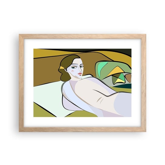 Obraz - Plakat - Portret intymny - 40x30cm - Kobieta Akt Kubizm - Foto Plakaty na ścianę w ramie jasny dąb - Plakat do Salonu Sypialni ARTTOR ARTTOR