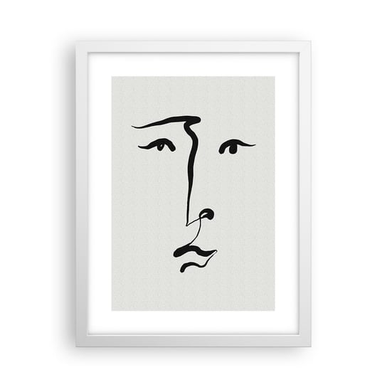 Obraz - Plakat - Portret jedną kreską - 30x40cm - Kontur Twarz Minimalizm - Foto Plakaty na ścianę w ramie białej - Plakat do Salonu Sypialni ARTTOR ARTTOR