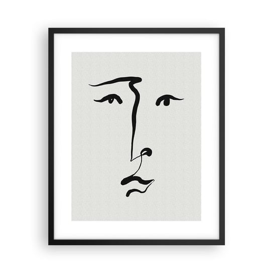 Obraz - Plakat - Portret jedną kreską - 40x50cm - Kontur Twarz Minimalizm - Foto Plakaty w ramie koloru czarnego do Salonu Sypialni ARTTOR ARTTOR