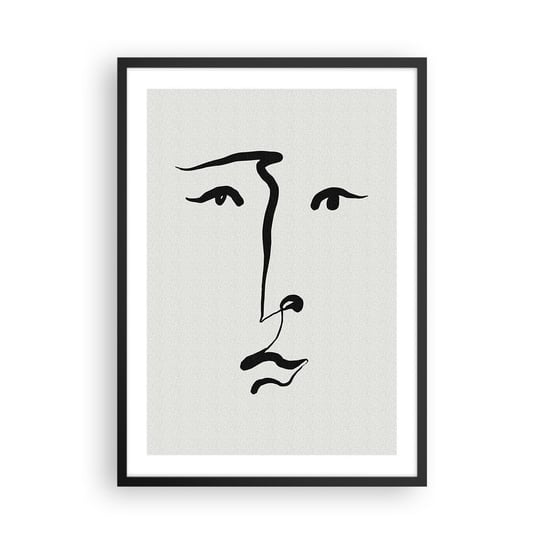 Obraz - Plakat - Portret jedną kreską - 50x70cm - Kontur Twarz Minimalizm - Nowoczesny modny obraz Plakat czarna rama ARTTOR ARTTOR