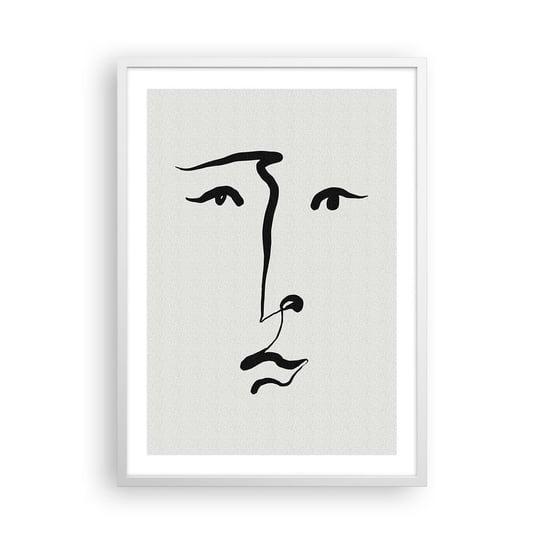 Obraz - Plakat - Portret jedną kreską - 50x70cm - Kontur Twarz Minimalizm - Nowoczesny modny obraz Plakat rama biała ARTTOR ARTTOR