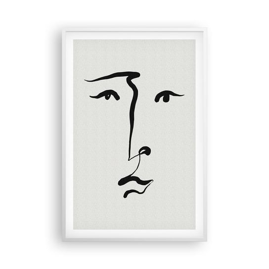 Obraz - Plakat - Portret jedną kreską - 61x91cm - Kontur Twarz Minimalizm - Foto Plakaty na ścianę w ramie białej - Plakat do Salonu Sypialni ARTTOR ARTTOR