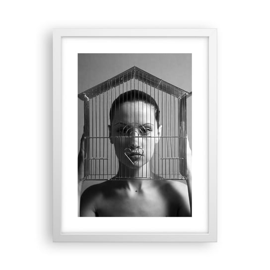 Obraz - Plakat - Portret nieco surrealistyczny - 30x40cm - Kobieta Sztuka Modelka - Foto Plakaty na ścianę w ramie białej - Plakat do Salonu Sypialni ARTTOR ARTTOR