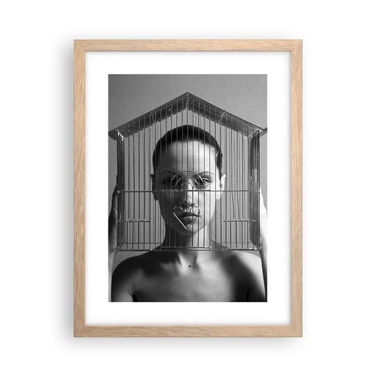 Obraz - Plakat - Portret nieco surrealistyczny - 30x40cm - Kobieta Sztuka Modelka - Foto Plakaty na ścianę w ramie jasny dąb - Plakat do Salonu Sypialni ARTTOR ARTTOR