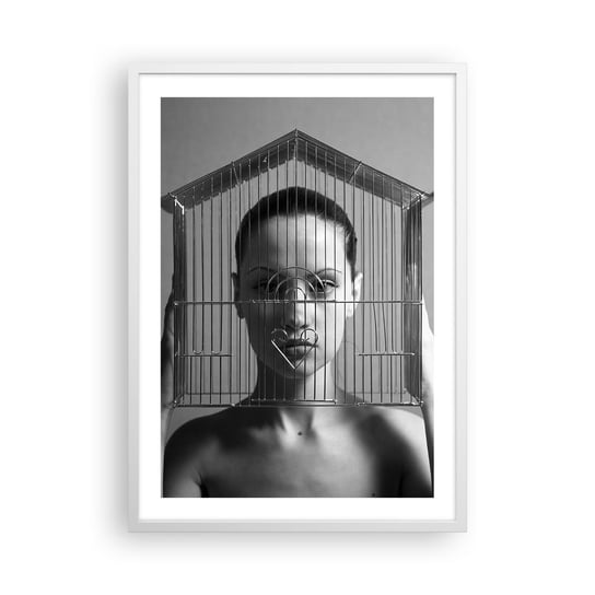 Obraz - Plakat - Portret nieco surrealistyczny - 50x70cm - Kobieta Sztuka Modelka - Nowoczesny modny obraz Plakat rama biała ARTTOR ARTTOR