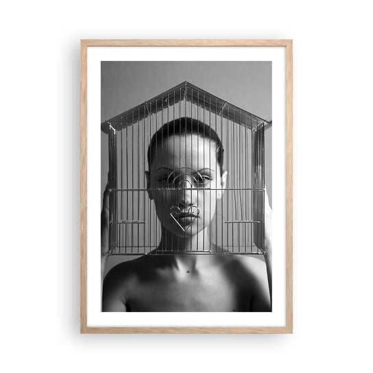 Obraz - Plakat - Portret nieco surrealistyczny - 50x70cm - Kobieta Sztuka Modelka - Nowoczesny modny obraz Plakat rama jasny dąb ARTTOR ARTTOR