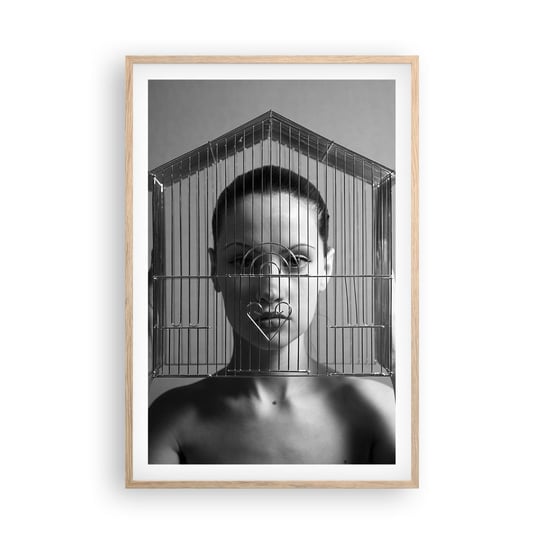 Obraz - Plakat - Portret nieco surrealistyczny - 61x91cm - Kobieta Sztuka Modelka - Foto Plakaty na ścianę w ramie jasny dąb - Plakat do Salonu Sypialni ARTTOR ARTTOR