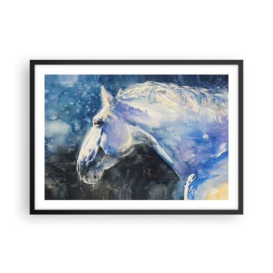 Obraz - Plakat - Portret w błękitnej poświacie - 70x50cm - Koń Malarstwo Zwierzęta - Nowoczesny modny obraz Plakat czarna rama ARTTOR ARTTOR