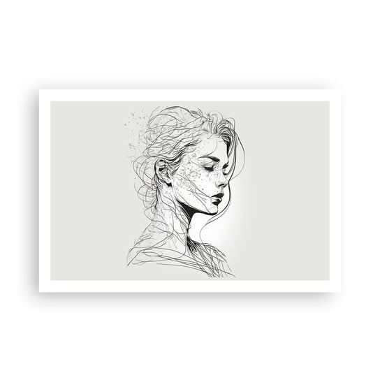 Obraz - Plakat - Portret w zamyśleniu - 91x61cm - Kobieta Portret Kreska - Foto Plakaty na ścianę bez ramy - Plakat do Salonu Sypialni ARTTOR ARTTOR