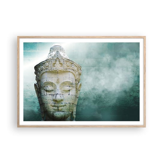 Obraz - Plakat - Poszukując światła - 100x70cm - Budda Posąg Buddy Azja - Foto Plakaty w ramie koloru jasny dąb do Salonu Sypialni ARTTOR ARTTOR