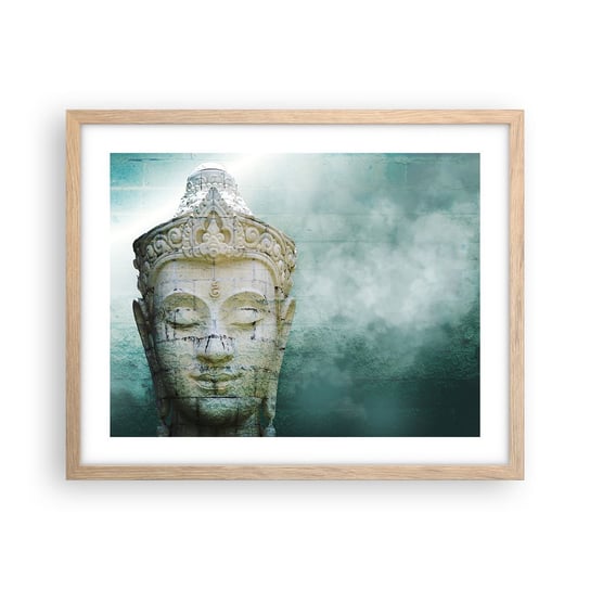 Obraz - Plakat - Poszukując światła - 50x40cm - Budda Posąg Buddy Azja - Foto Plakaty w ramie koloru jasny dąb do Salonu Sypialni ARTTOR ARTTOR