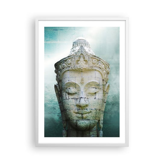 Obraz - Plakat - Poszukując światła - 50x70cm - Budda Posąg Buddy Azja - Nowoczesny modny obraz Plakat rama biała ARTTOR ARTTOR