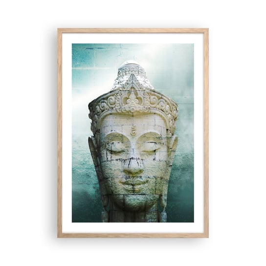 Obraz - Plakat - Poszukując światła - 50x70cm - Budda Posąg Buddy Azja - Nowoczesny modny obraz Plakat rama jasny dąb ARTTOR ARTTOR