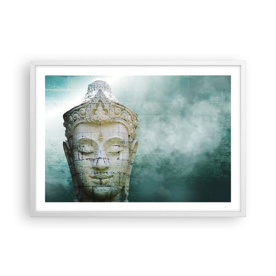 Obraz - Plakat - Poszukując światła - 70x50cm - Budda Posąg Buddy Azja - Nowoczesny modny obraz Plakat rama biała ARTTOR ARTTOR