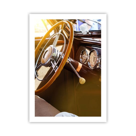 Obraz - Plakat - Powiew luksusu z przeszłości - 50x70cm - Samochód Vintage Motoryzacja Deska Rozdzielcza - Nowoczesny modny obraz Plakat bez ramy do Salonu Sypialni ARTTOR ARTTOR