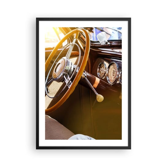Obraz - Plakat - Powiew luksusu z przeszłości - 50x70cm - Samochód Vintage Motoryzacja Deska Rozdzielcza - Nowoczesny modny obraz Plakat czarna rama ARTTOR ARTTOR