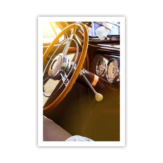 Obraz - Plakat - Powiew luksusu z przeszłości - 61x91cm - Samochód Vintage Motoryzacja Deska Rozdzielcza - Foto Plakaty na ścianę bez ramy - Plakat do Salonu Sypialni ARTTOR ARTTOR