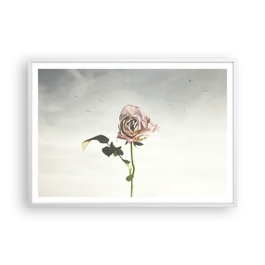 Obraz - Plakat - Powitanie wiosny - 100x70cm - Róża Kwiat Sztuka - Foto Plakaty w ramie koloru białego do Salonu Sypialni ARTTOR ARTTOR