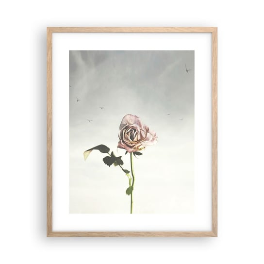 Obraz - Plakat - Powitanie wiosny - 40x50cm - Róża Kwiat Sztuka - Foto Plakaty w ramie koloru jasny dąb do Salonu Sypialni ARTTOR ARTTOR