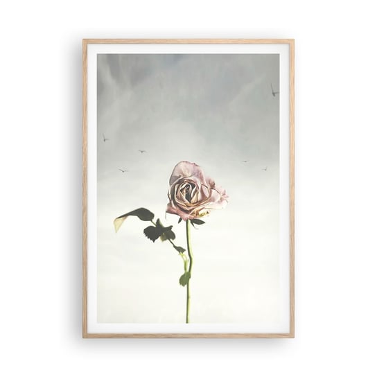 Obraz - Plakat - Powitanie wiosny - 70x100cm - Róża Kwiat Sztuka - Foto Plakaty w ramie koloru jasny dąb do Salonu Sypialni ARTTOR ARTTOR