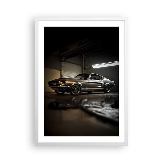 Obraz - Plakat - Powrót do przeszłości - 50x70cm - Samochód Sportowy Retro Klasyk - Nowoczesny modny obraz Plakat rama biała ARTTOR ARTTOR
