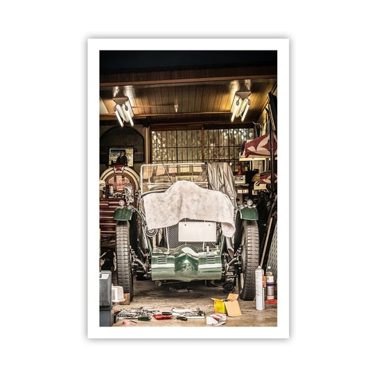 Obraz - Plakat - Powrót do przeszłości - 61x91cm - Samochód Garaż Samochodowy Vintage - Foto Plakaty na ścianę bez ramy - Plakat do Salonu Sypialni ARTTOR ARTTOR