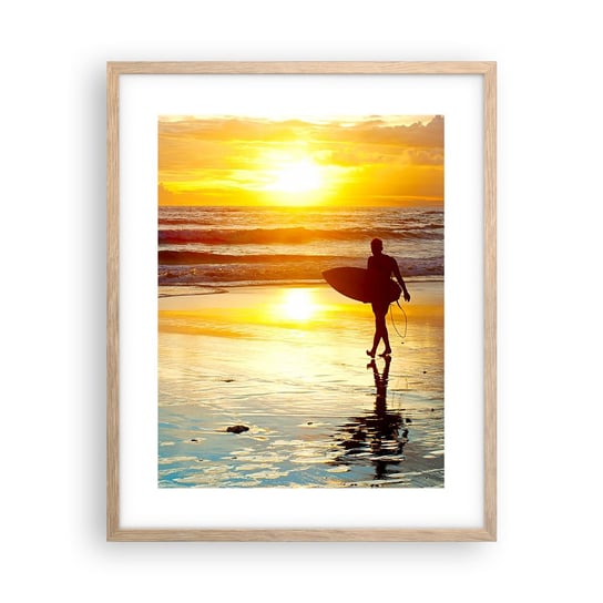 Obraz - Plakat - Powrót wojownika - 40x50cm - Sport Surfing Indonezja - Foto Plakaty w ramie koloru jasny dąb do Salonu Sypialni ARTTOR ARTTOR