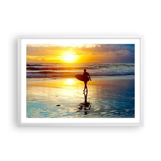 Obraz - Plakat - Powrót wojownika - 70x50cm - Sport Surfing Indonezja - Nowoczesny modny obraz Plakat rama biała ARTTOR ARTTOR