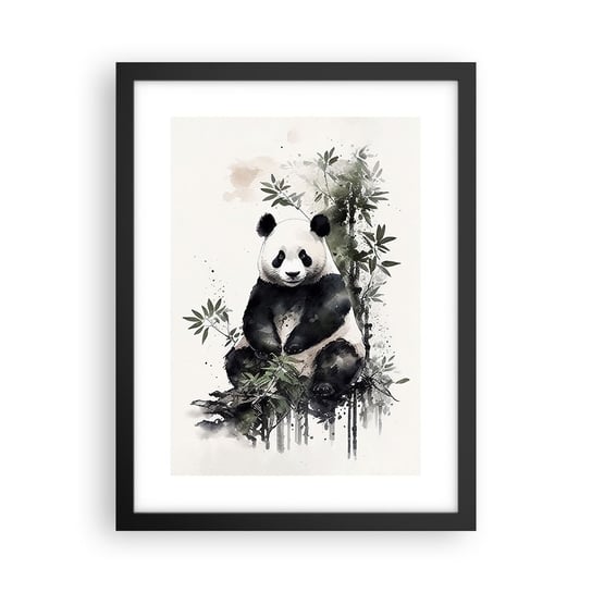 Obraz - Plakat - Pozdrowienia z Chin - 30x40cm - Panda Bambus Azja - Foto Plakaty na ścianę w czarnej ramie - Plakat do Salonu Sypialni ARTTOR ARTTOR