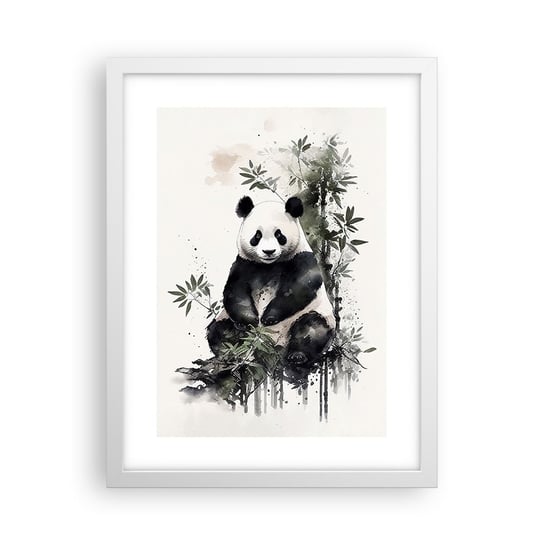 Obraz - Plakat - Pozdrowienia z Chin - 30x40cm - Panda Bambus Azja - Foto Plakaty na ścianę w ramie białej - Plakat do Salonu Sypialni ARTTOR ARTTOR