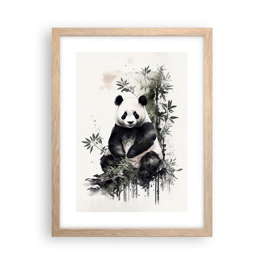 Obraz - Plakat - Pozdrowienia z Chin - 30x40cm - Panda Bambus Azja - Foto Plakaty na ścianę w ramie jasny dąb - Plakat do Salonu Sypialni ARTTOR ARTTOR