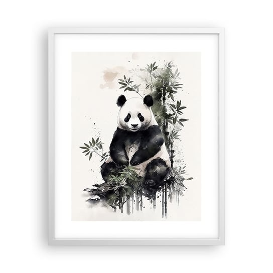 Obraz - Plakat - Pozdrowienia z Chin - 40x50cm - Panda Bambus Azja - Foto Plakaty w ramie koloru białego do Salonu Sypialni ARTTOR ARTTOR