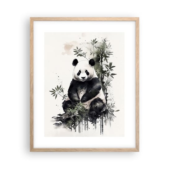 Obraz - Plakat - Pozdrowienia z Chin - 40x50cm - Panda Bambus Azja - Foto Plakaty w ramie koloru jasny dąb do Salonu Sypialni ARTTOR ARTTOR